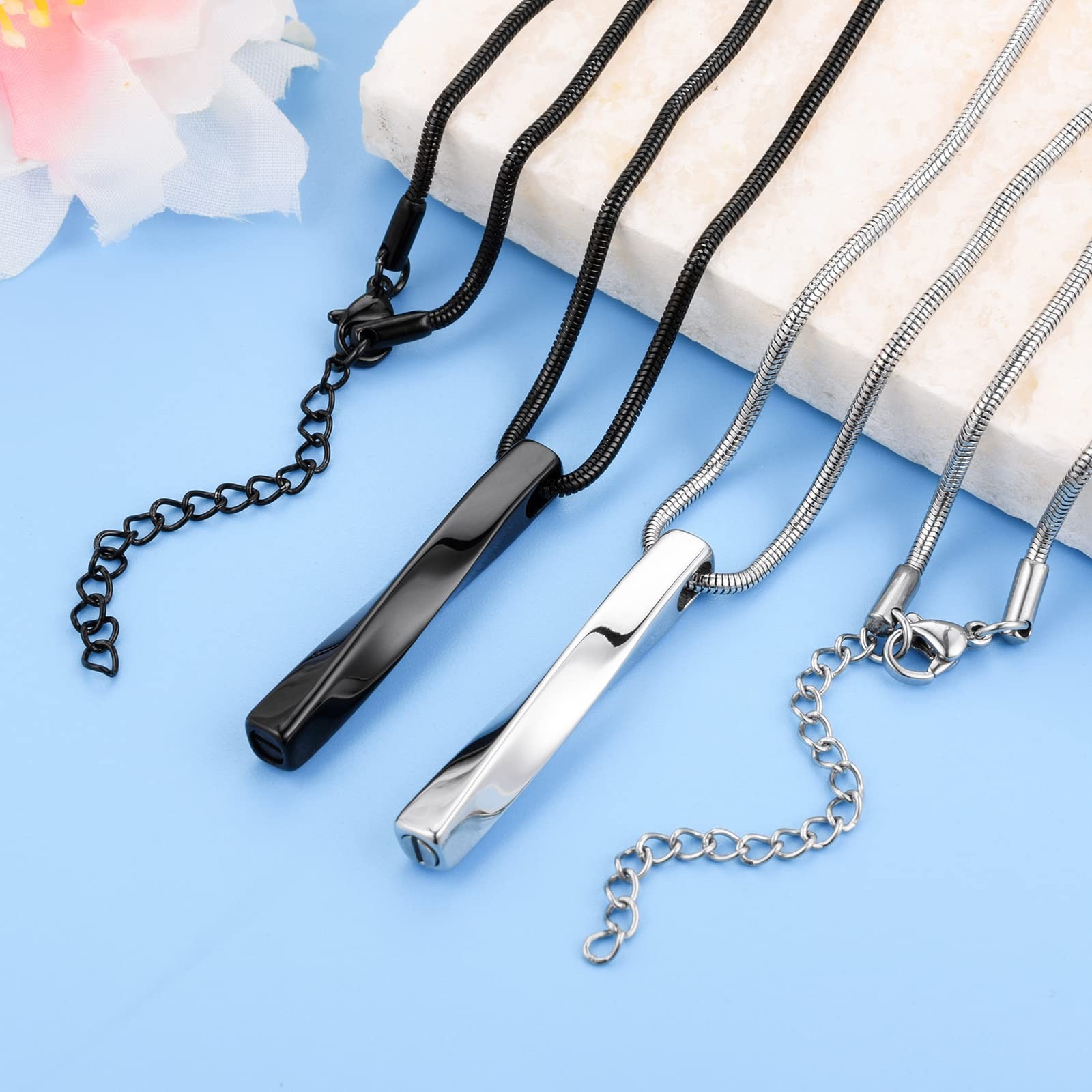 2 PCs Cremation Jewelry for Ashes Twist Bar Urn Necklace for Ashes Cremation …
