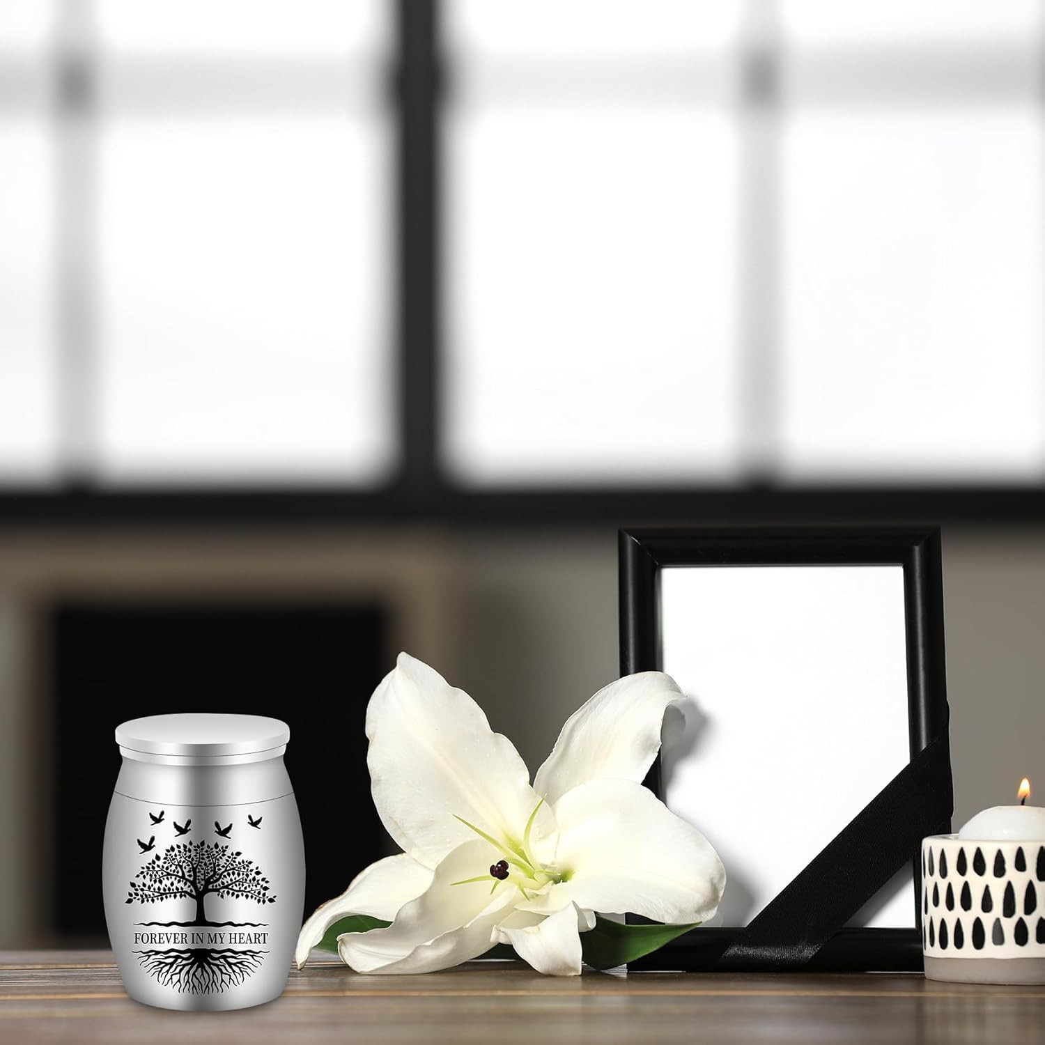 6 Set Small Urns for Ashes Cremation Urns 1.57 Inch Silver Ashes Keepsake Funera