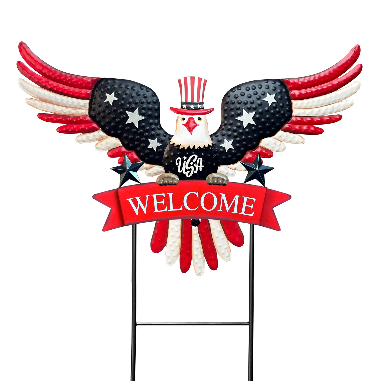 Patriotic Eagle Garden Stakes – 4th of July Outdoor Decorations & Yard Signs