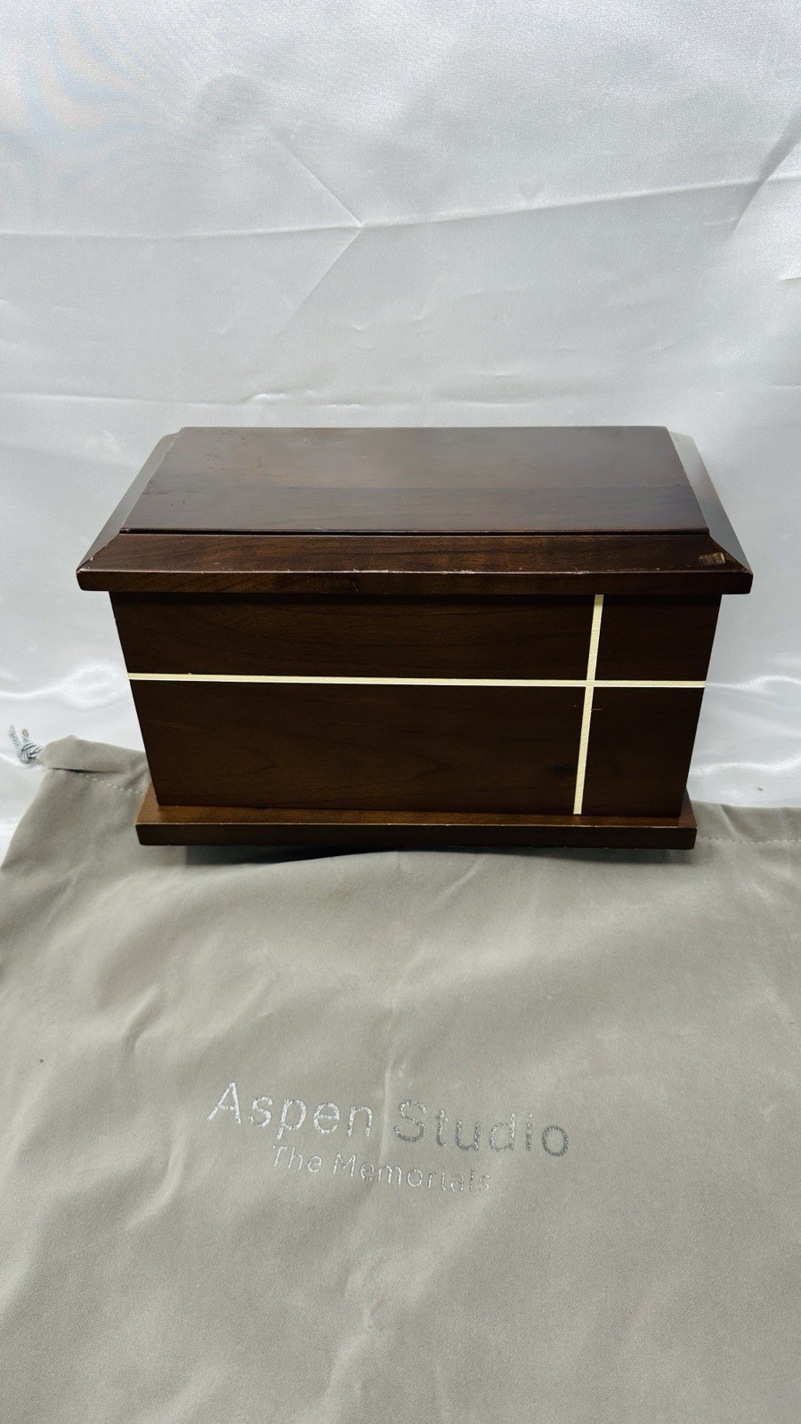 Walnut Cross Cremation Urn for Human Ashes Handcrafted Wood Funeral Memorial Box