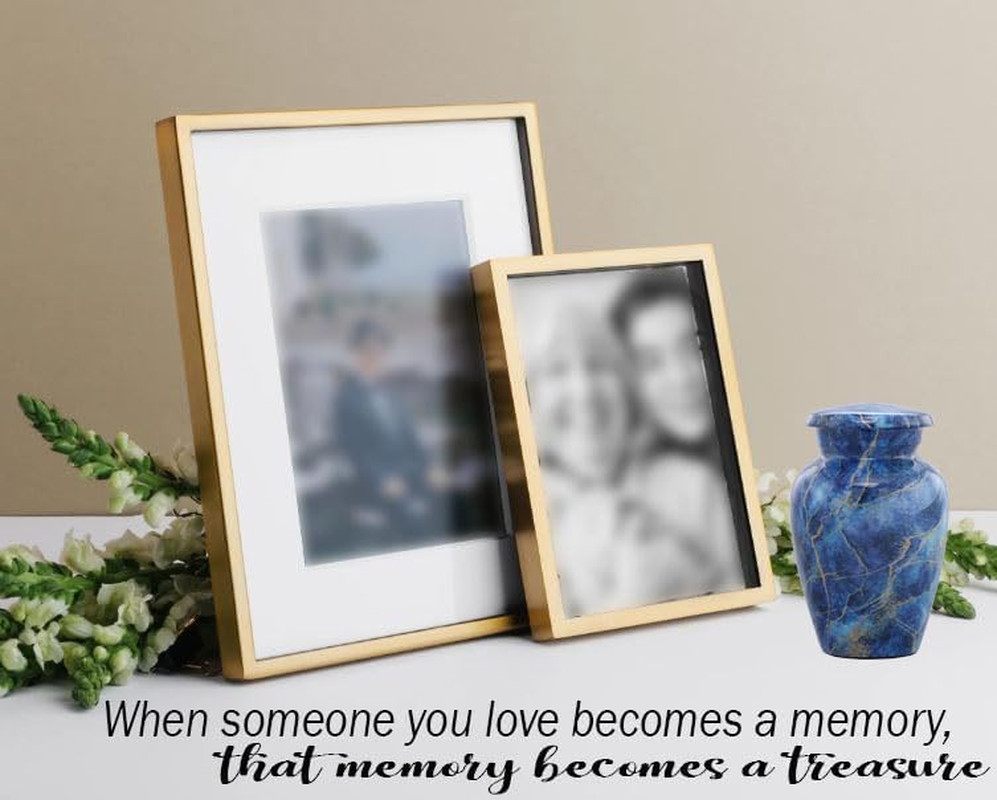 Marble Finish Keepsake Sharing Urn – Mini Metal Cremation Urn for Human or Pet A