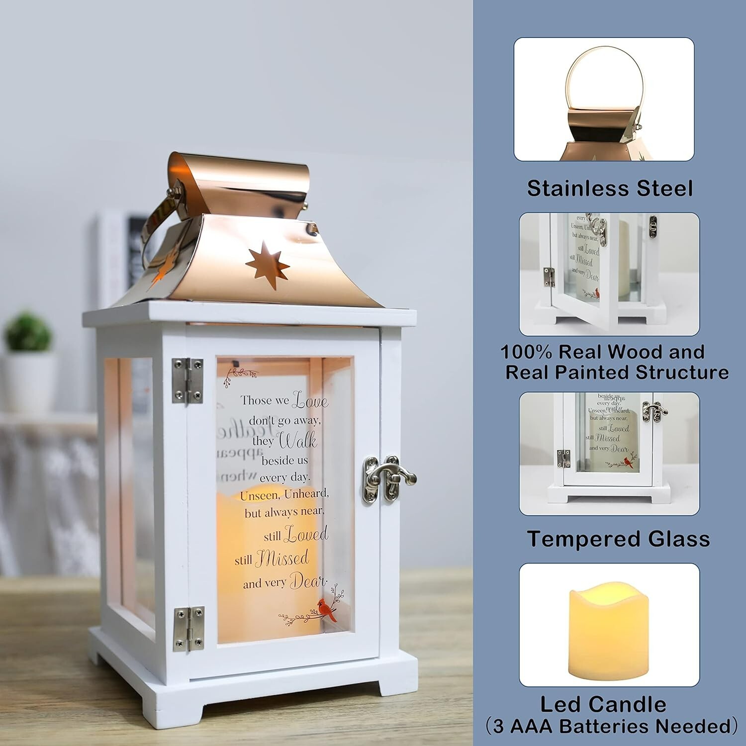 Large Cardinal Memorial Lantern – Sympathy Funeral Gifts – 12.6″ – Remembrance