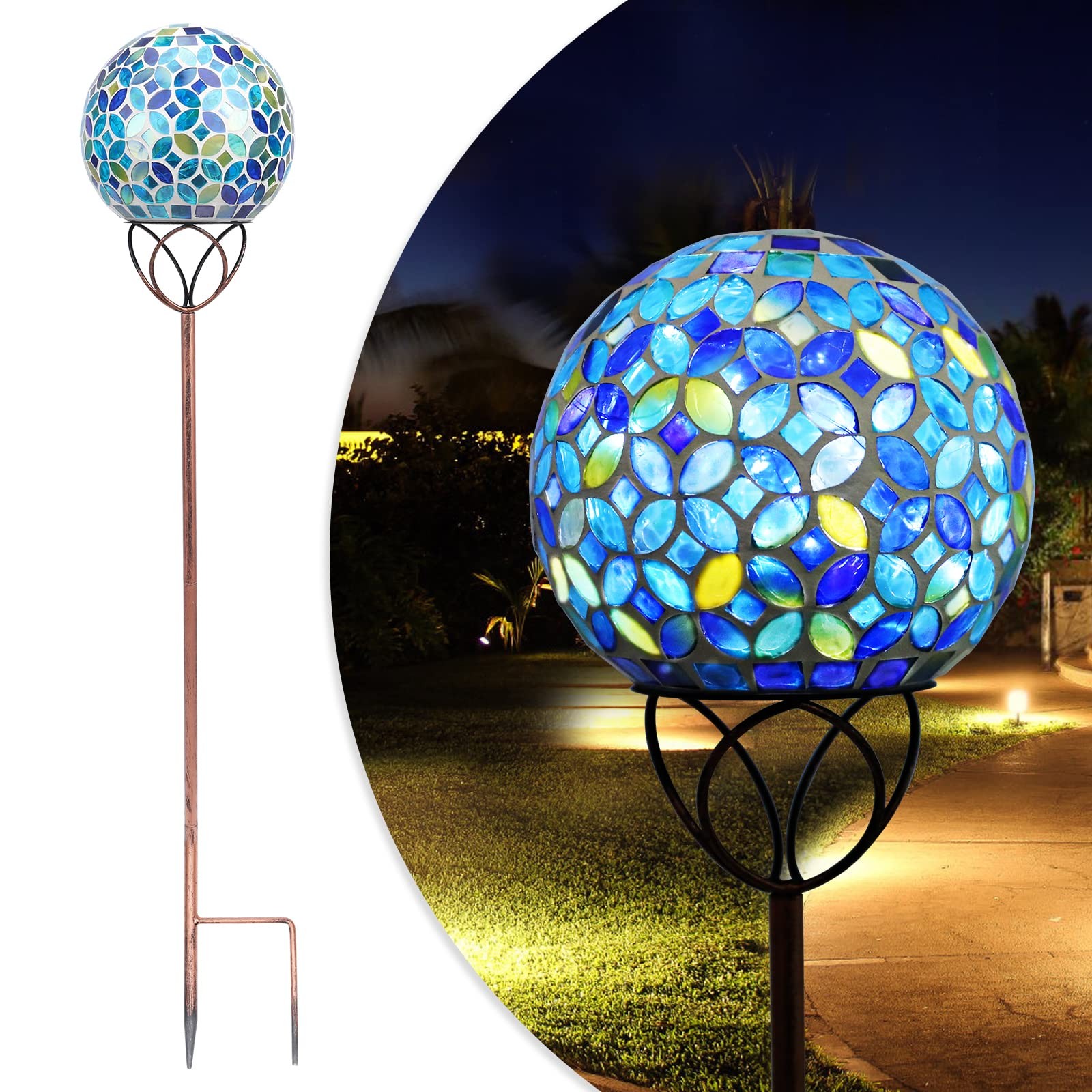 Mosaic Solar Garden Lights – Decorative Waterproof Pathway Stakes for Outdoors