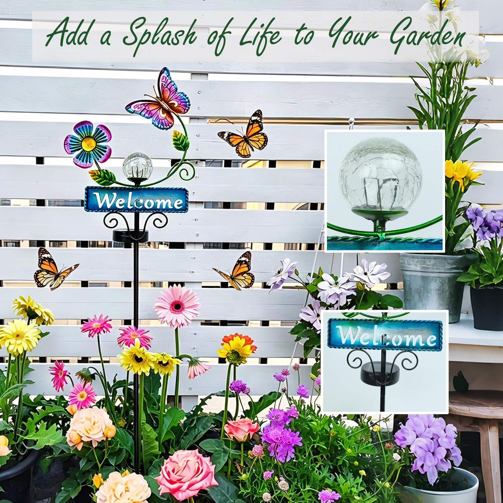 Butterfly Garden Decorations for Outside, Solar Waterproof Stake Lights with …