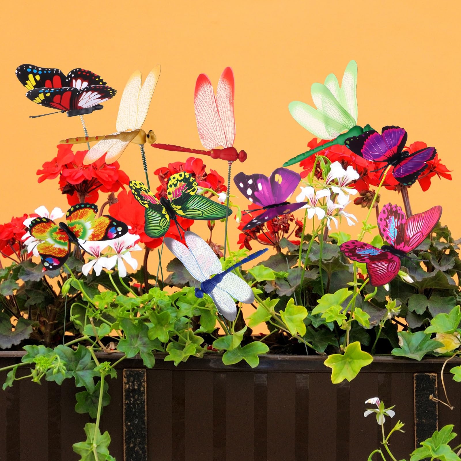 3D Dragonfly Butterfly Garden Decor 48 Colorful Yard Art Stakes