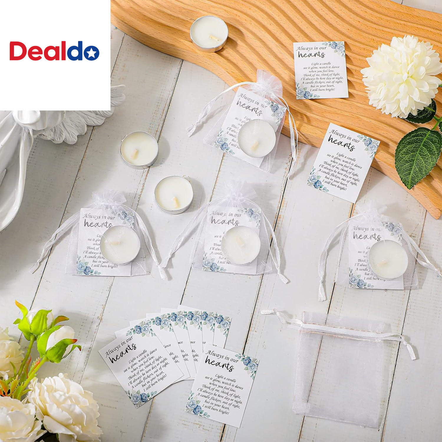 50 Set Funeral Party Favors Memorial White Candles Unscented Funeral Gifts Teali
