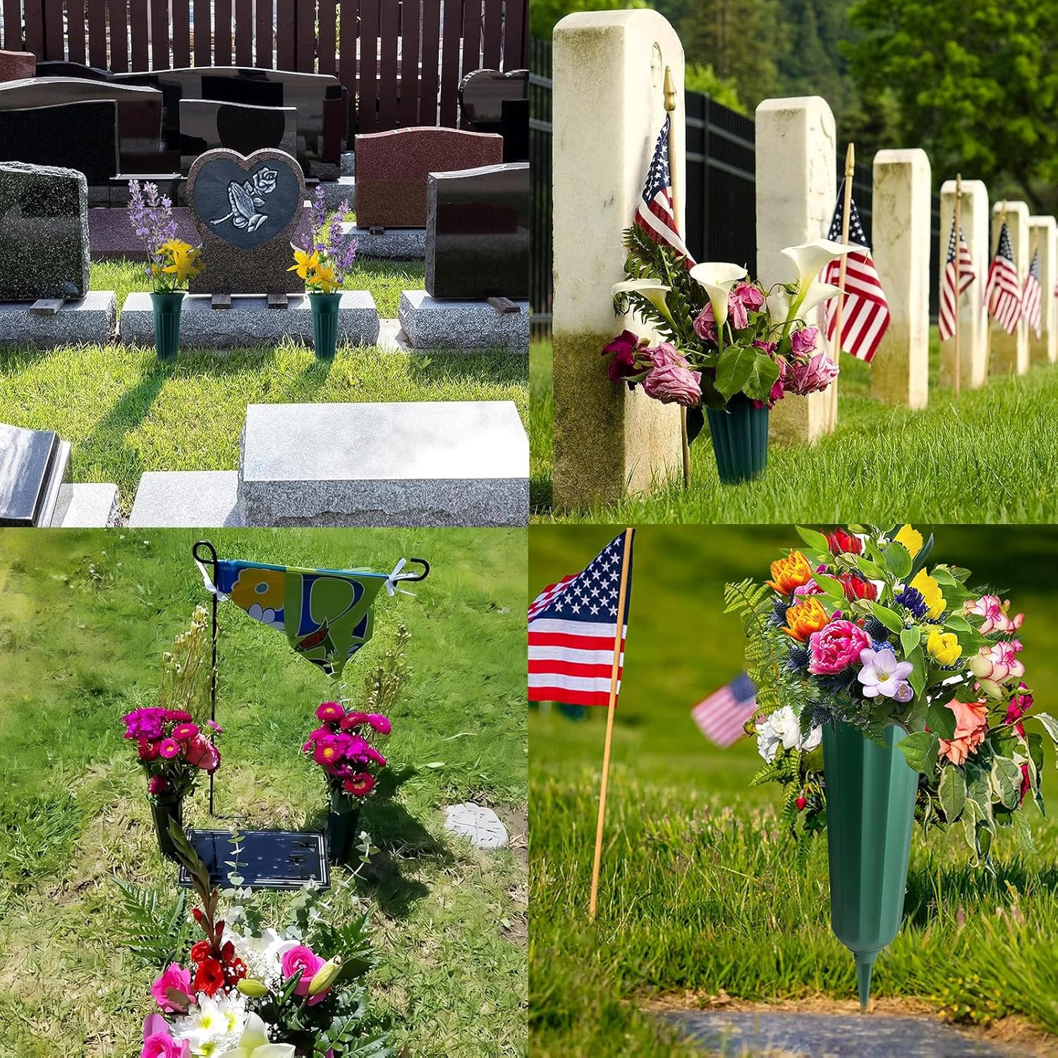 21 Pack Cemetery Vases for Grave Memorial Flower Vase Plastic Cemetery Vases wit