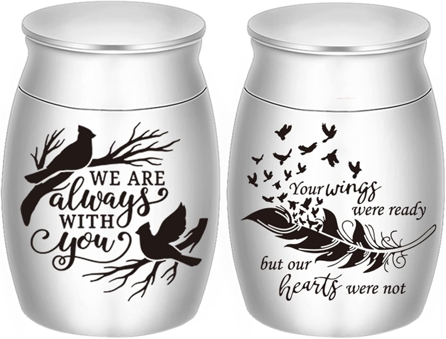 Small Keepsake Urns for Ashes – Set of 2，Stainless Steel Mini Urn Set, Cremation