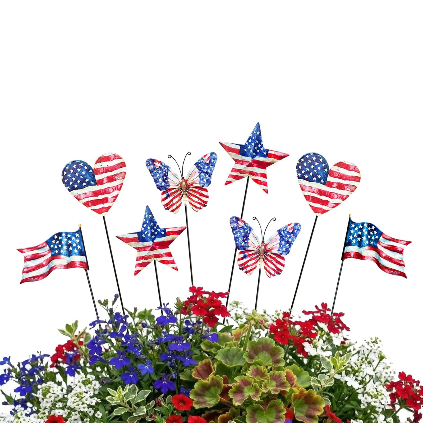 8 Pcs 4th of July Decorations Outdoor,Patriotic Metal Stars Butterflies Heart…