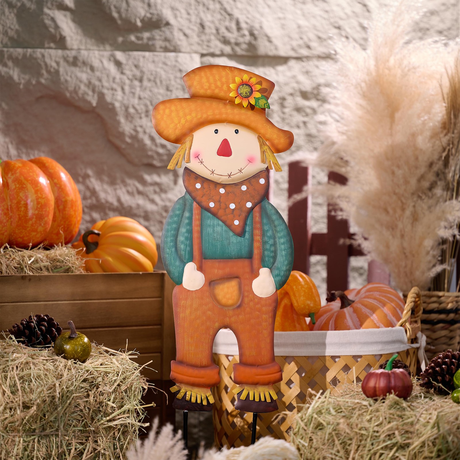 Fall Decor for Outdoor Home, Scarecrow for Garden Metal Stakes for Fall Decor…