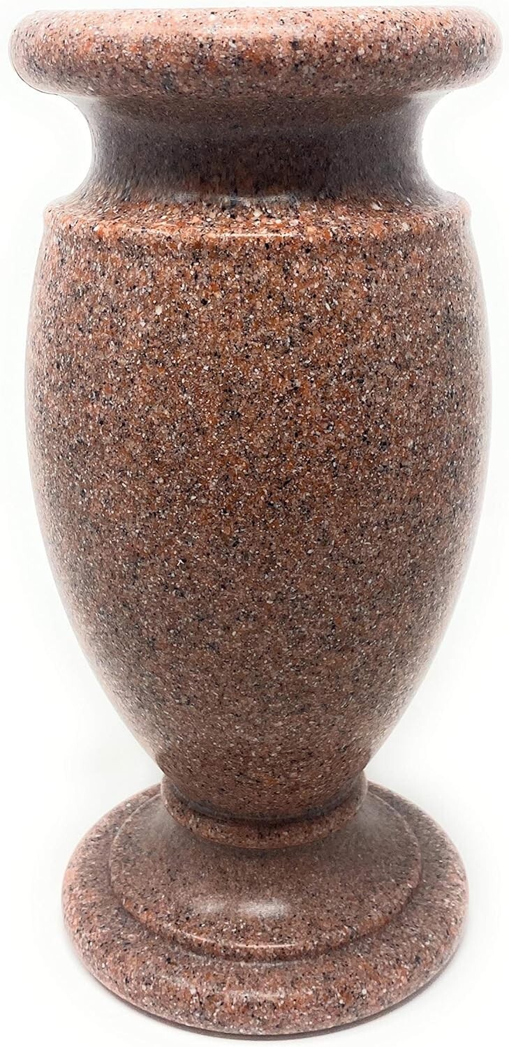 Elegant Pink Granite Cemetery Vase with Drainage Options – Secure Ground Spike^