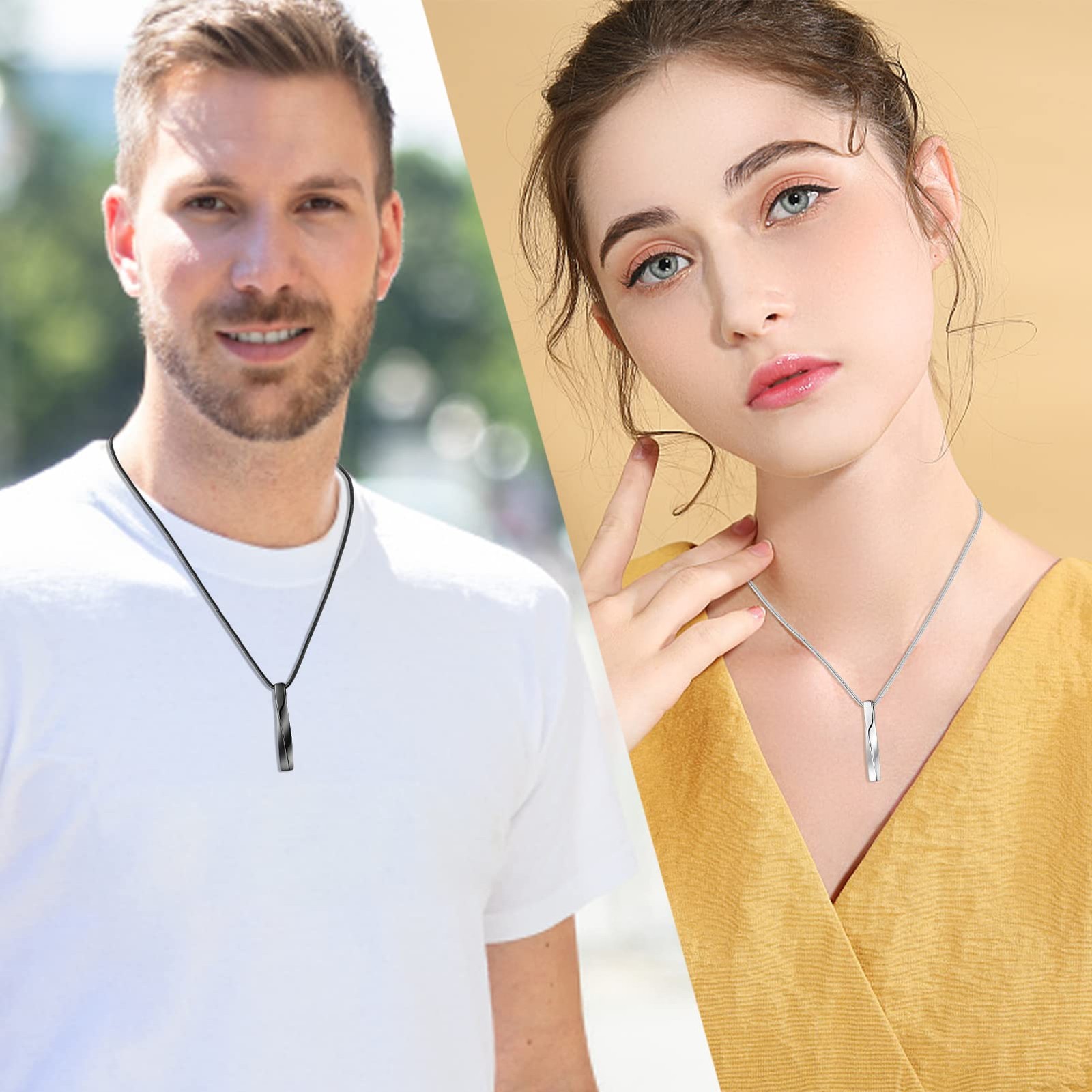 2 PCs Cremation Jewelry for Ashes Twist Bar Urn Necklace for Ashes Cremation …