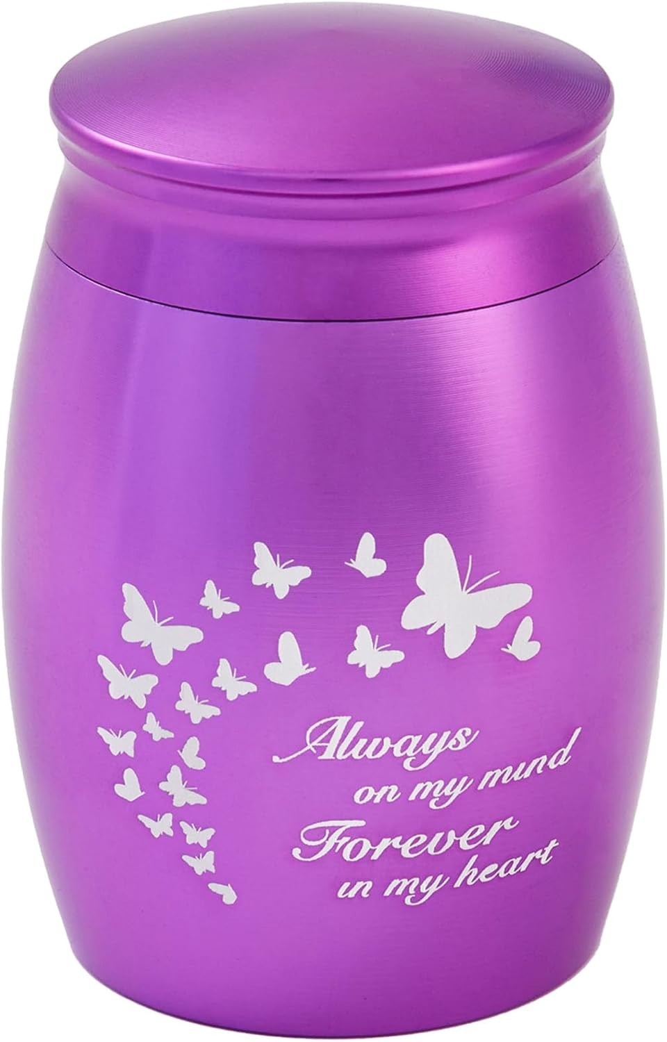 Decorative Urns for Ashes Purple Butterfly Stainless Steel Keepsake Small