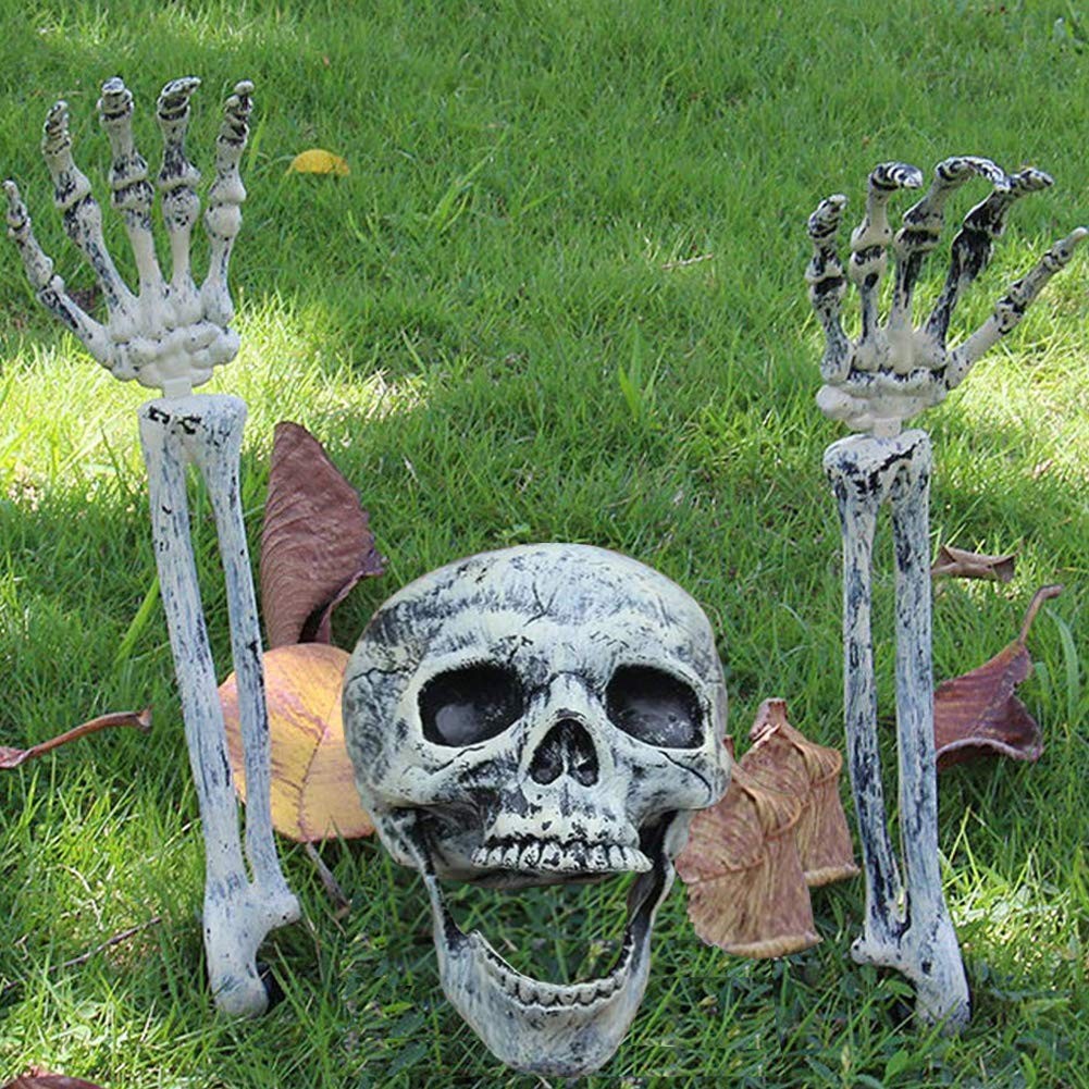 Realistic Halloween Skeleton Stakes Decorations, 3Pcs Groundbreakers Skull He…