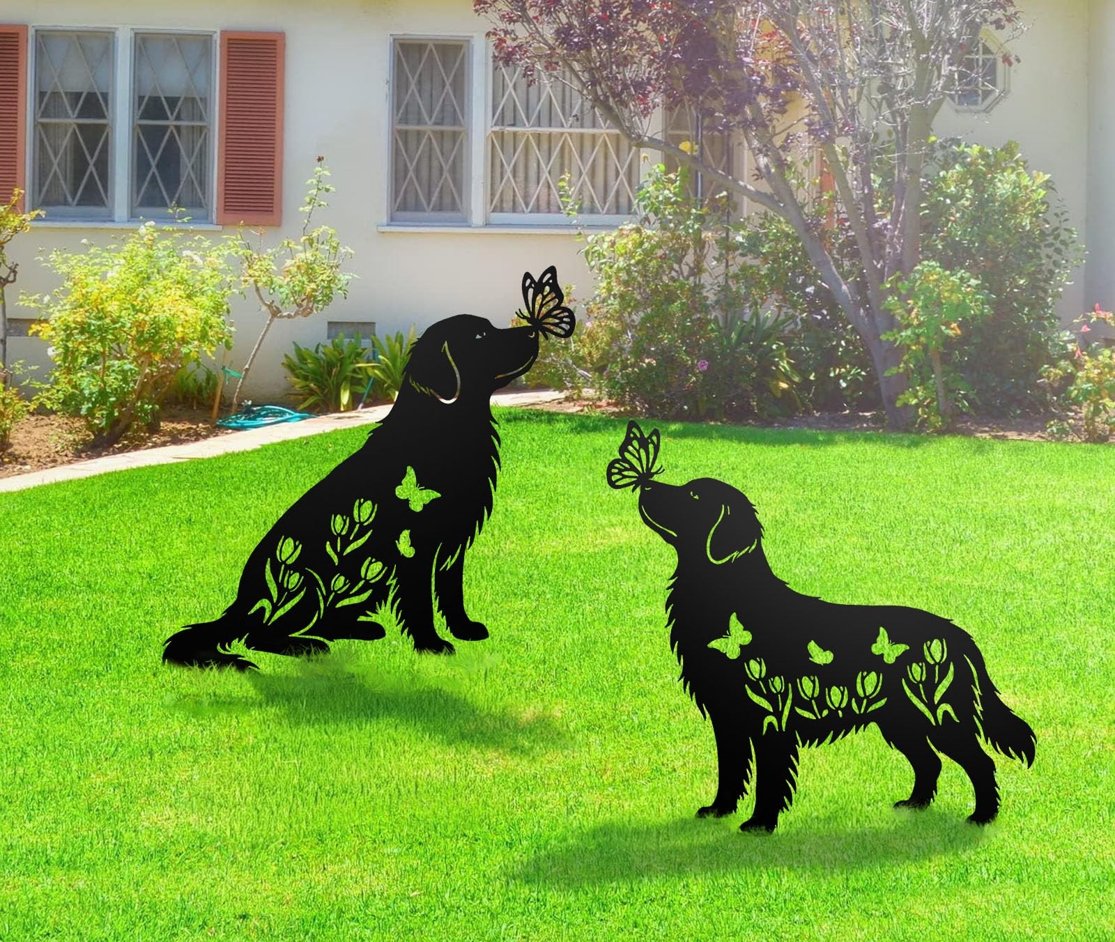 Golden Retriever Metal Decorative Garden Stakes for Memorial Yard Art, Lawn O…