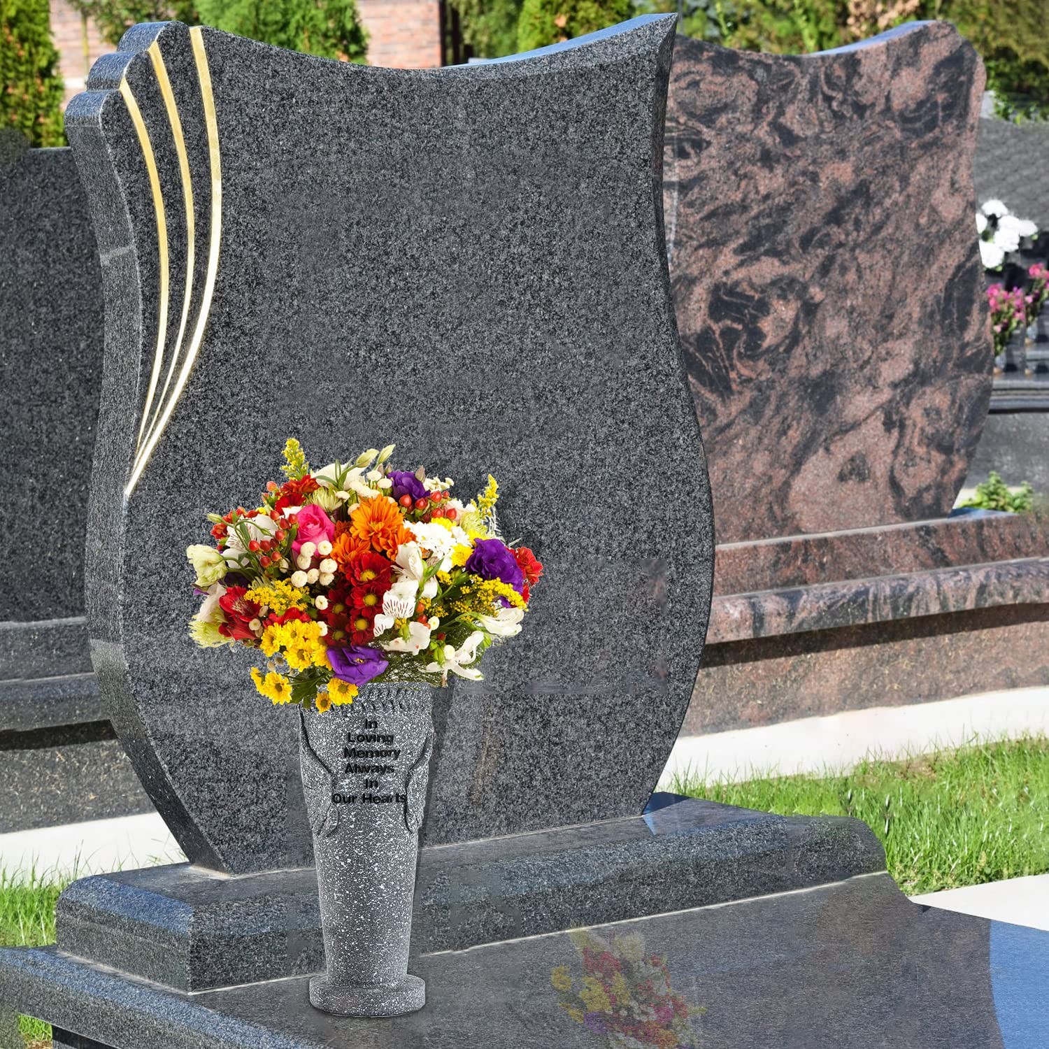 Cemetery Grave Vase with Ground Spikes, Angel Wings Vase for Fresh/Artificial…
