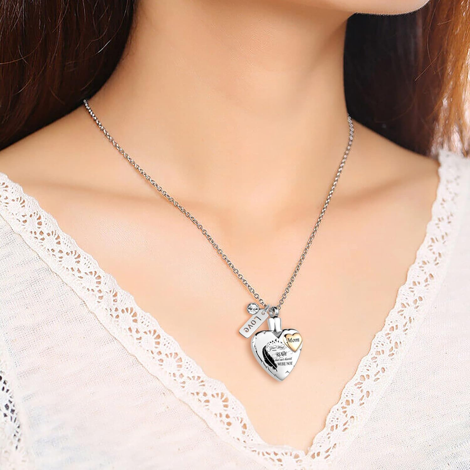 Heart Urn Necklace for Ashes Cremation Memorial Keepsake Jewelry for Loved Ones