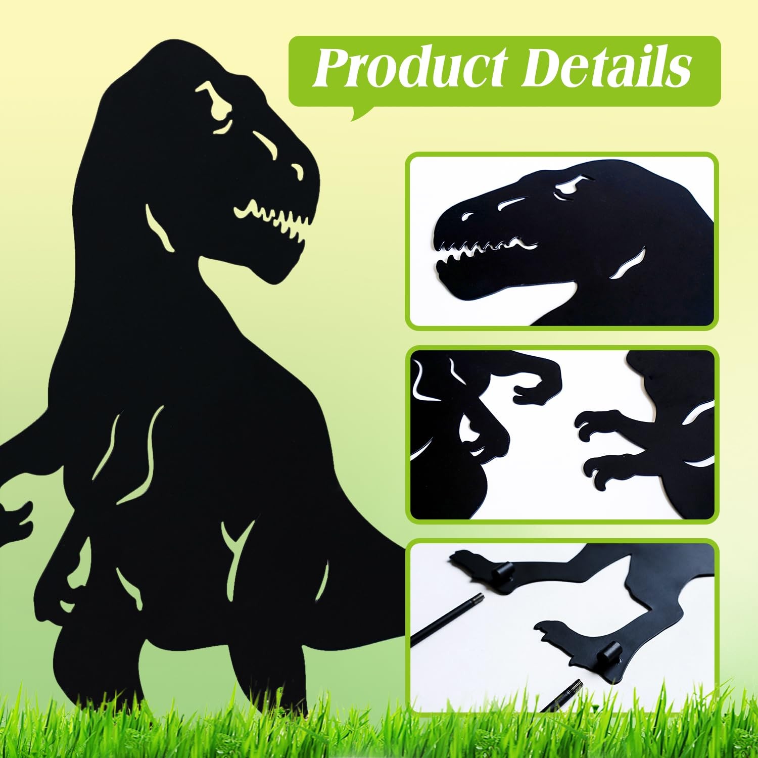 Dinosaur Metal Garden Stakes – Unique Outdoor Decor for Yard and Lawn