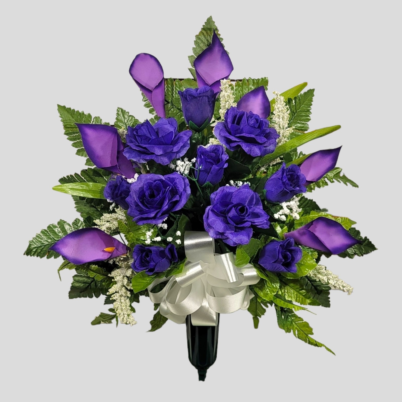 Purple Calla Lily & Rose Cemetery Cone