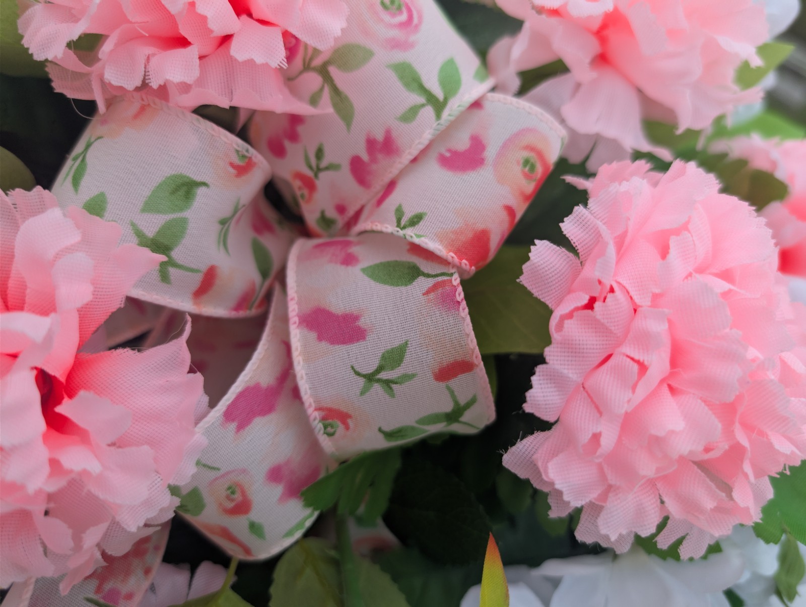 Pink White Cemetery Saddle- Spring Memorial Arrangement -Mother’s Day Flowers