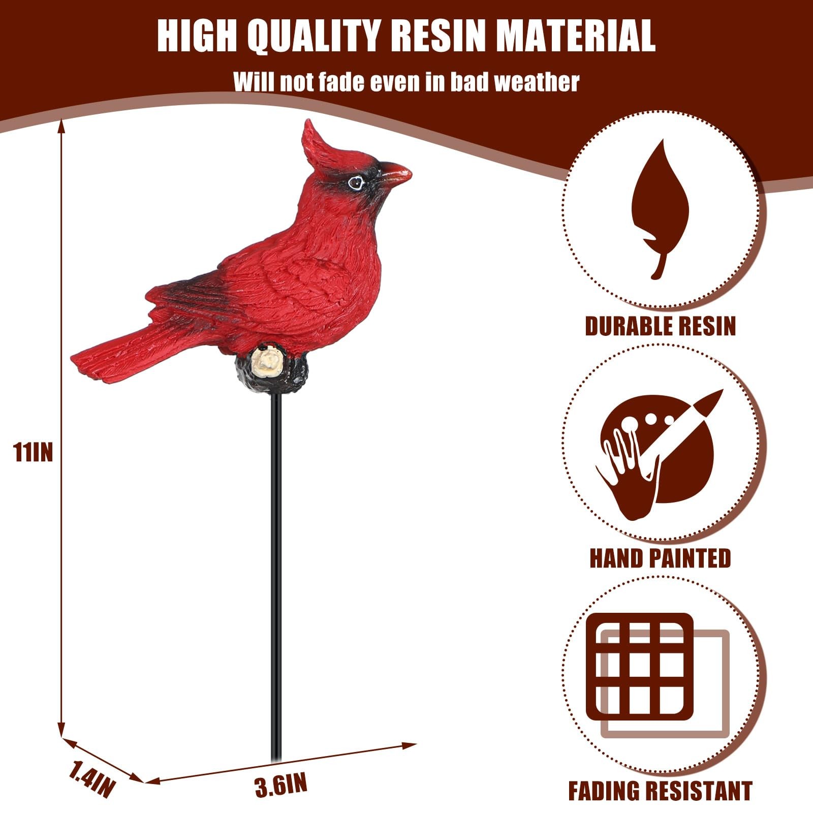 Suzile 6 Pcs Cardinal Garden Stake Red Cardinal Christmas Ornaments Floral Pi…