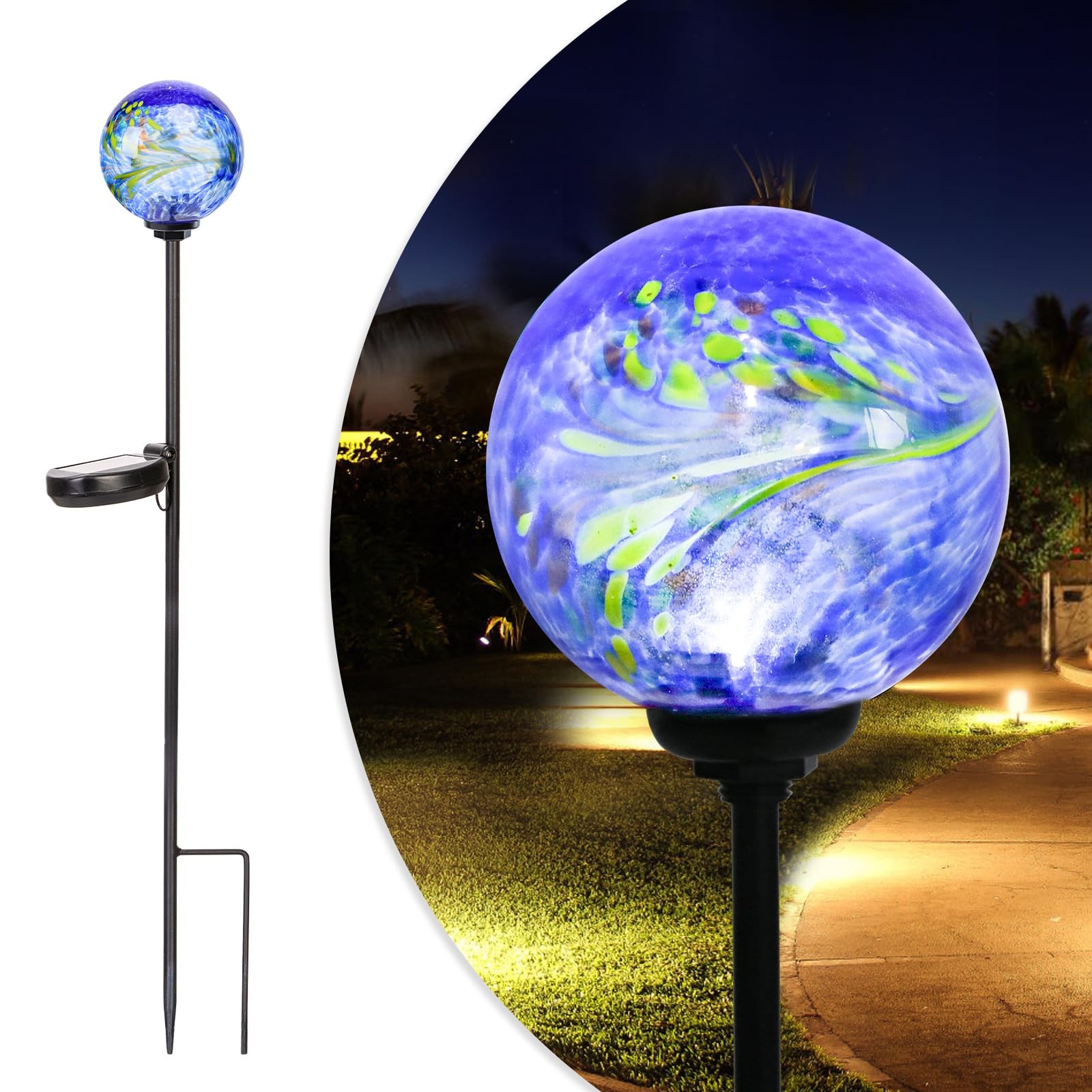 Solar Lights Outdoor Decorative Solar Outdoor Decorative Glass Ball Stakes Wa…