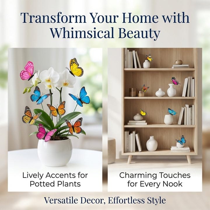 50 Pcs Butterfly Stakes Waterproof Garden Ornaments for Indoor Outdoor Yard