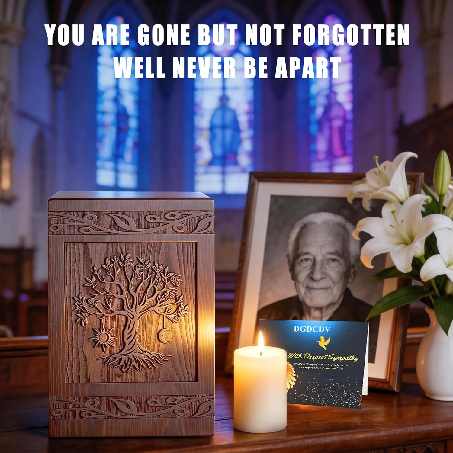 Cremation Urns for Human Ashes Adult Male Female, Wooden Carved Tree of Life Urn