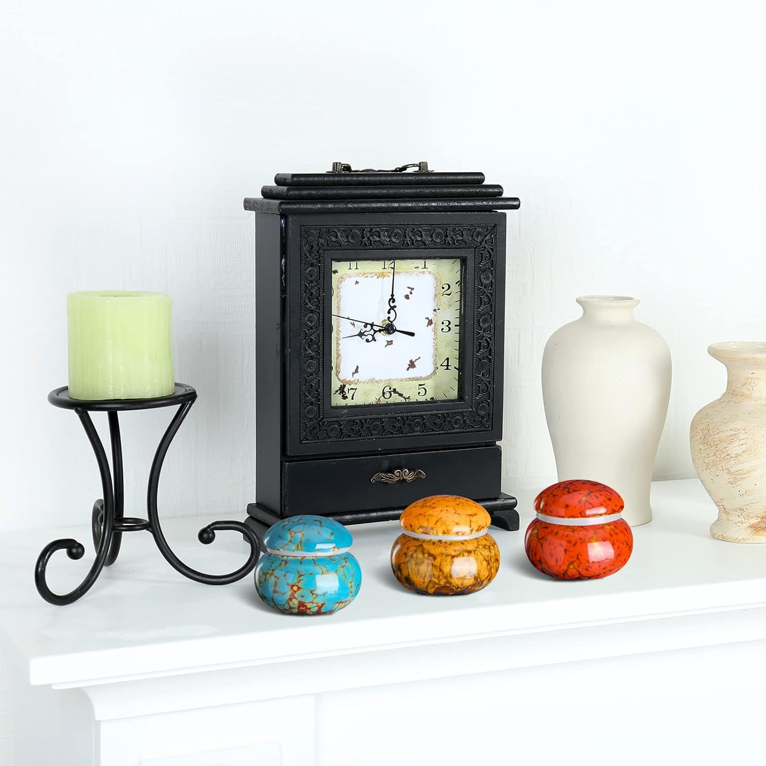 6 Pieces Ceramic Small Urn for Human Ashes Memorial Mini Keepsake Urns 1.6 Inch