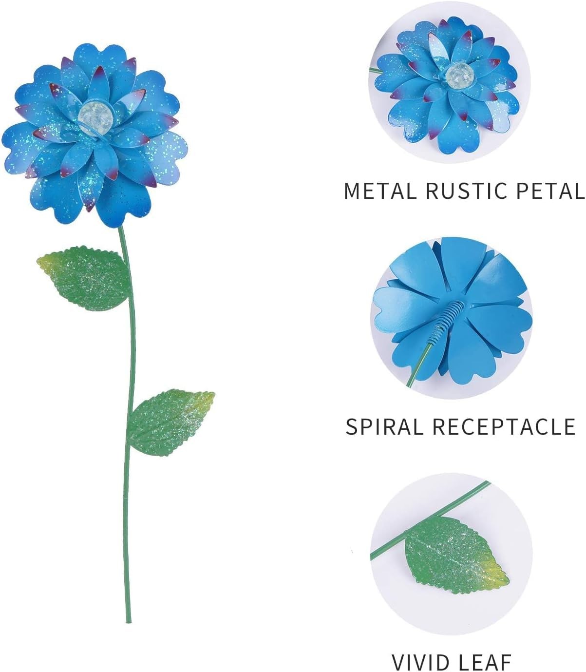 3 PCS Metal Flower Decorative Garden Stakes Glow In Dark Waterproof Yard Pick