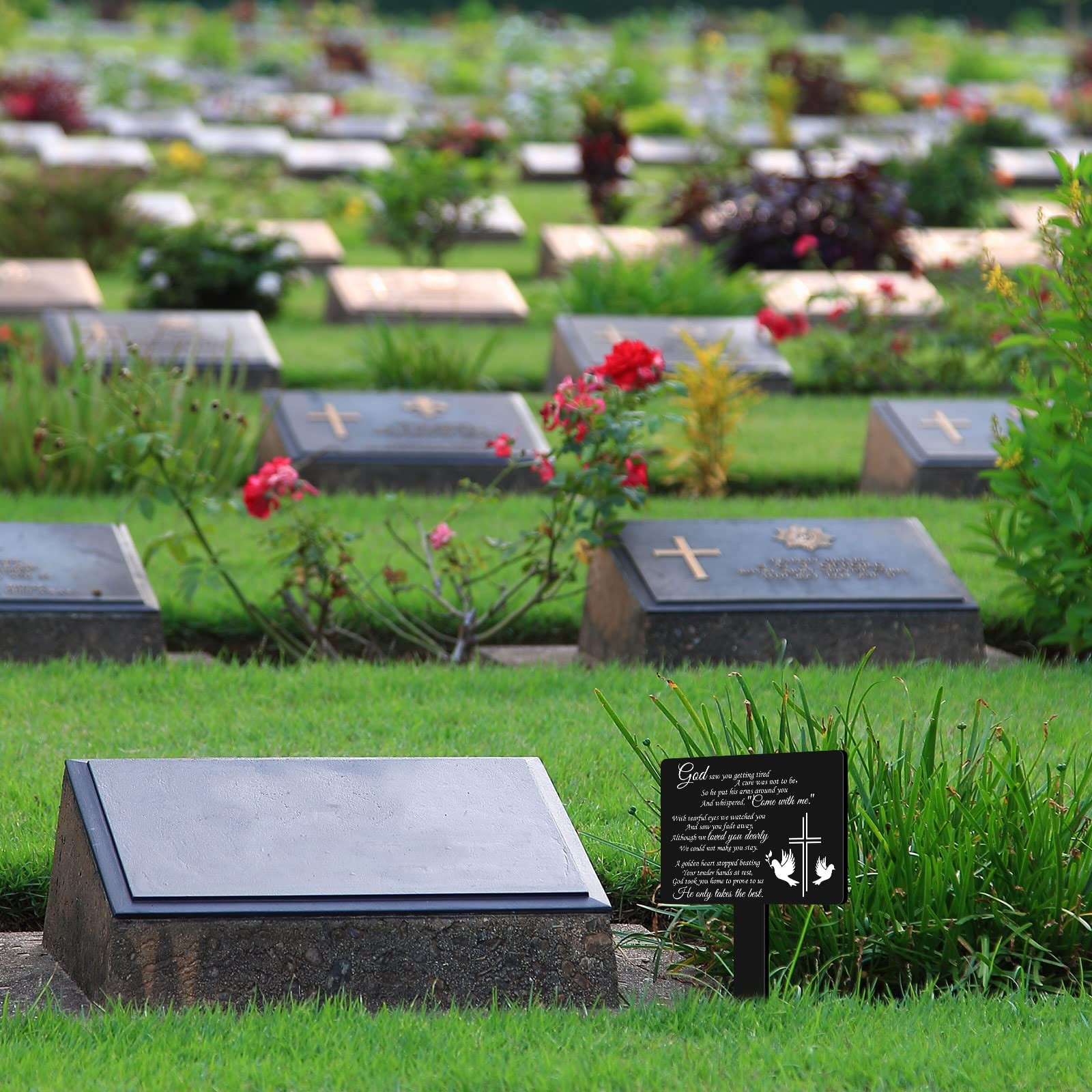 Memorial Remembrance Plaque Stake Waterproof Acrylic Grave Marker for Black