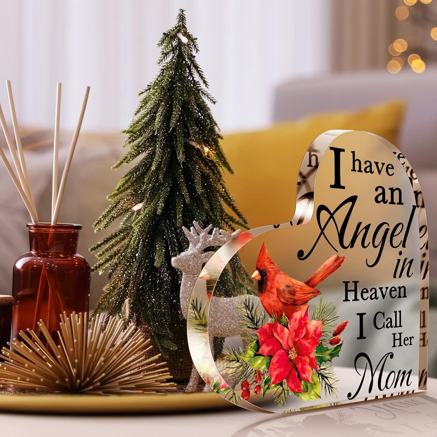 Durable 6 Inch Acrylic Cardinal Remembrance Decor – Gift for Mom in Heaven