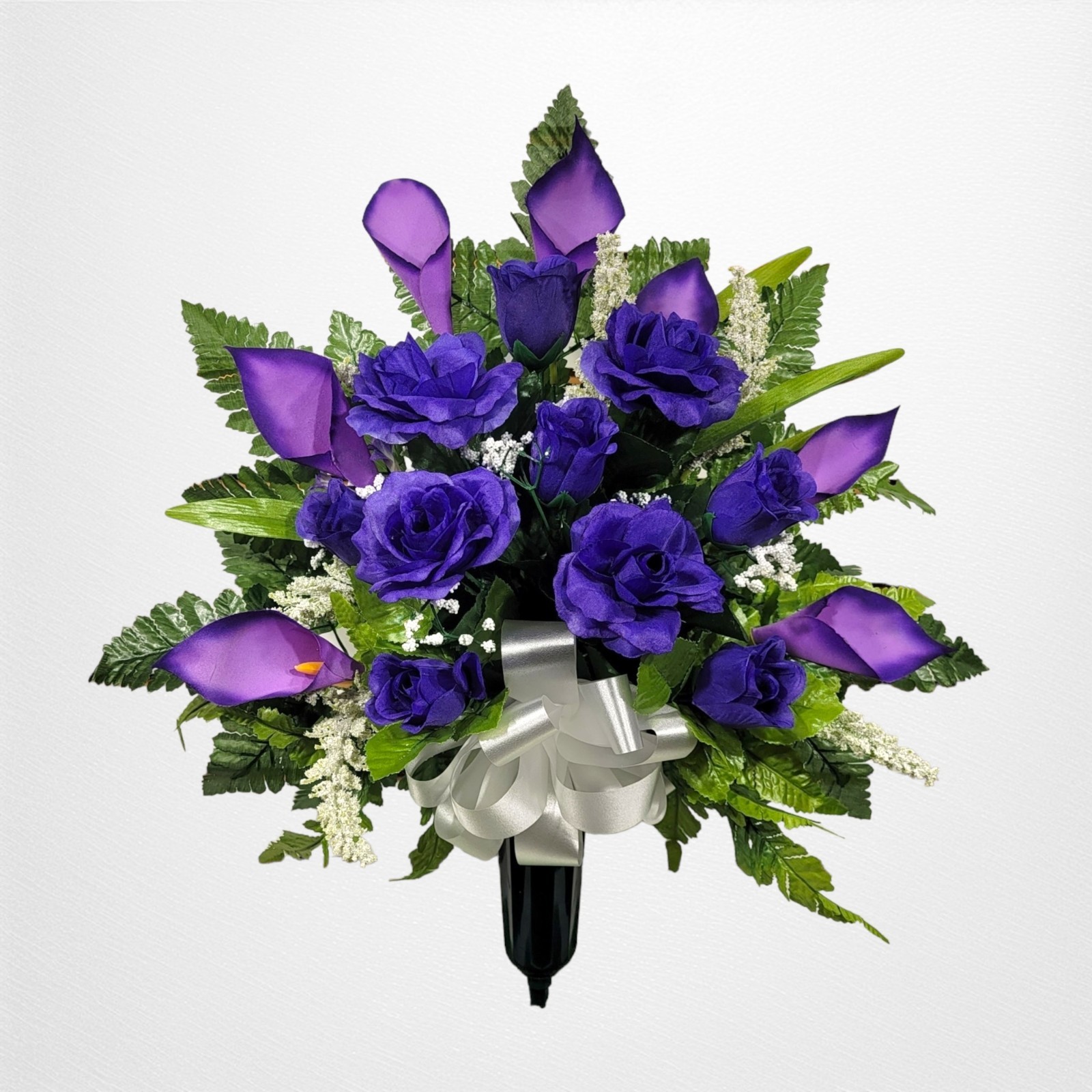Purple Calla Lily & Rose Cemetery Cone