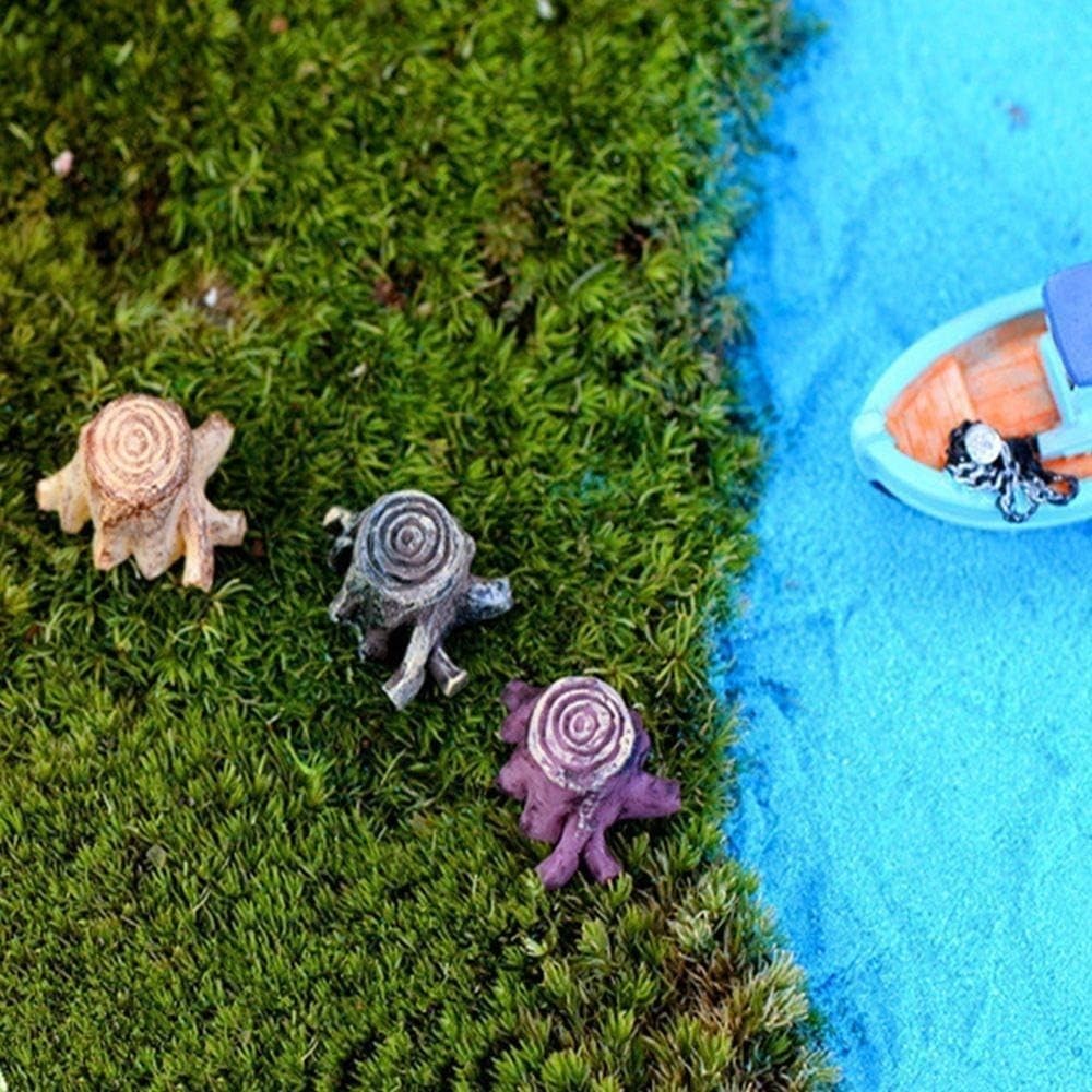 Artificial Tree Stumps, 3Pcs Stumps Ornaments, Garden Mini Decoration, Resin …