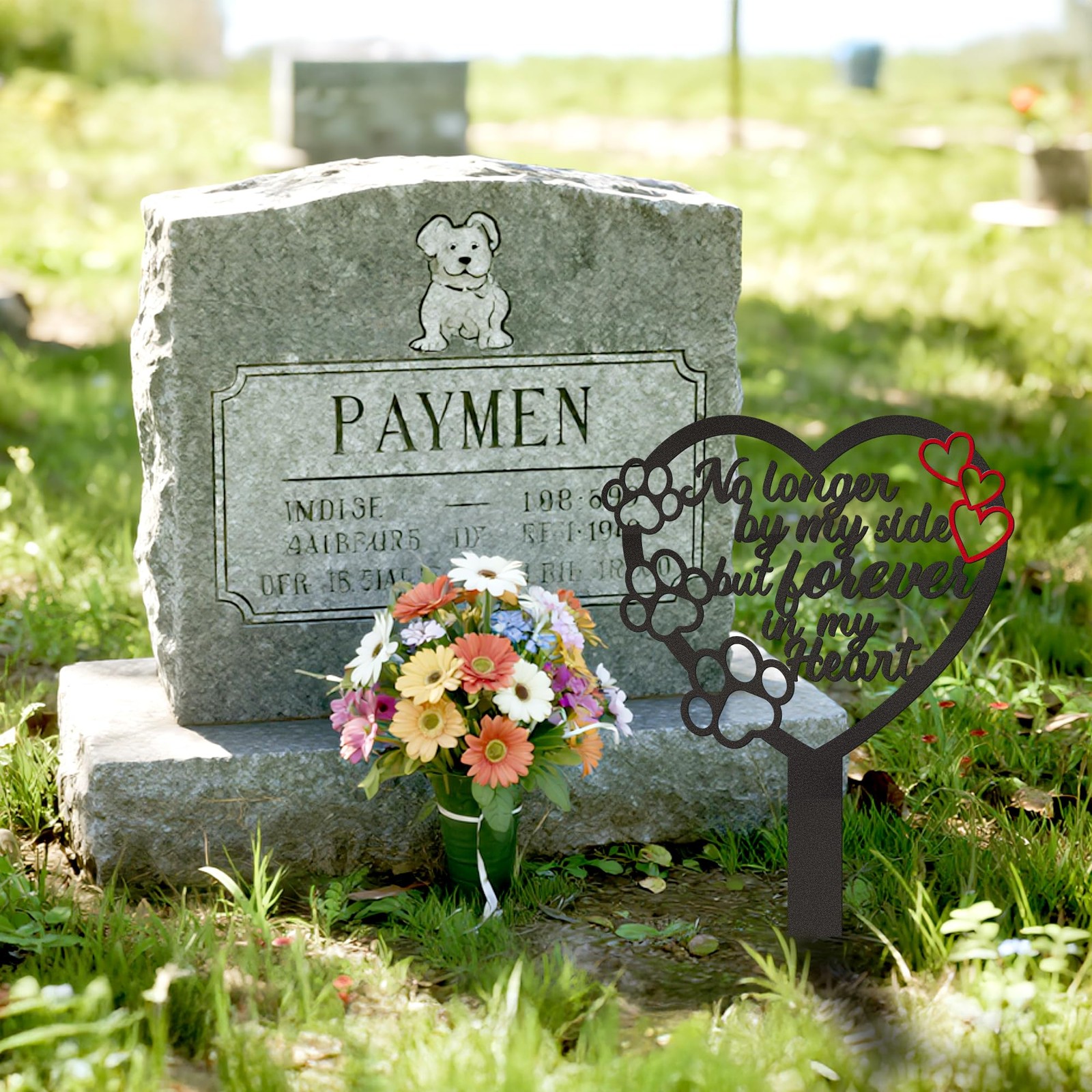 Pet Memorial Grave Markers | Heart Paw Sympathy Signs for Outdoor Decor