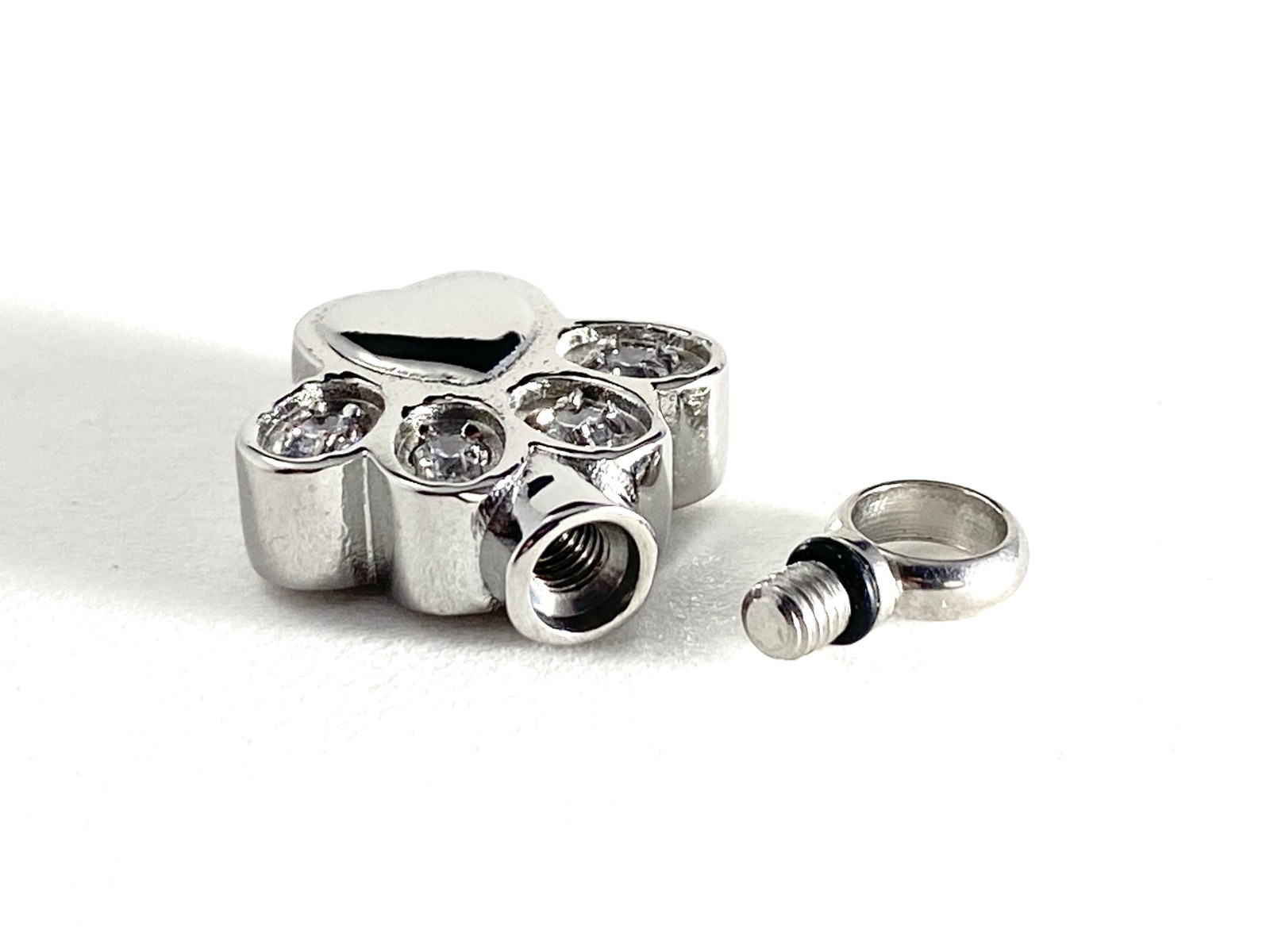 Keyring Urn .5″ Key Chain Pet Cremation Pendant Holds Ash Dog Cat Paw Print Paws