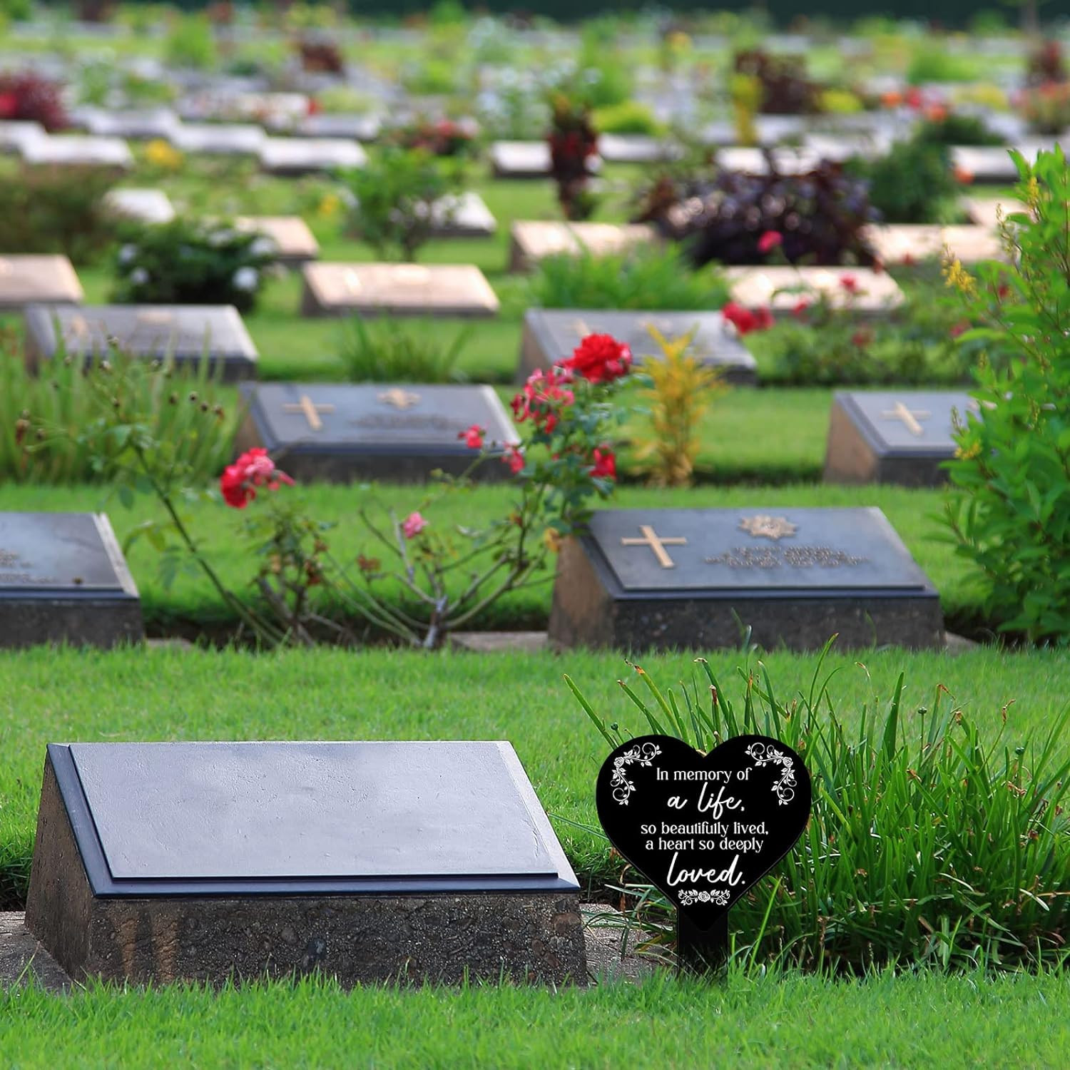 Memorial Grave Markers Heart Shaped Remembrance Plaque Stake Memorial Garden Mar