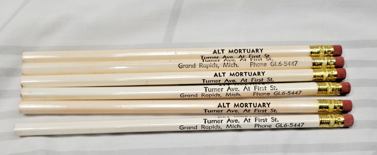 6 Mortuary Advertising Pencils Grand Rapids Michigan Phone GL6-5447