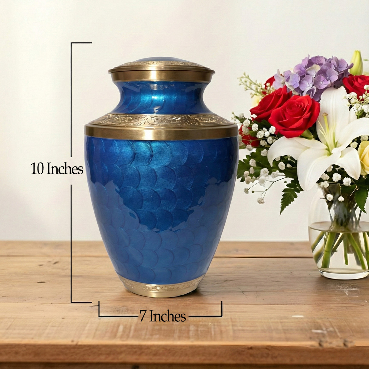 Large Solid Brass Cremation Urn for Human Ashes Handcrafted Funeral Memorial Urn