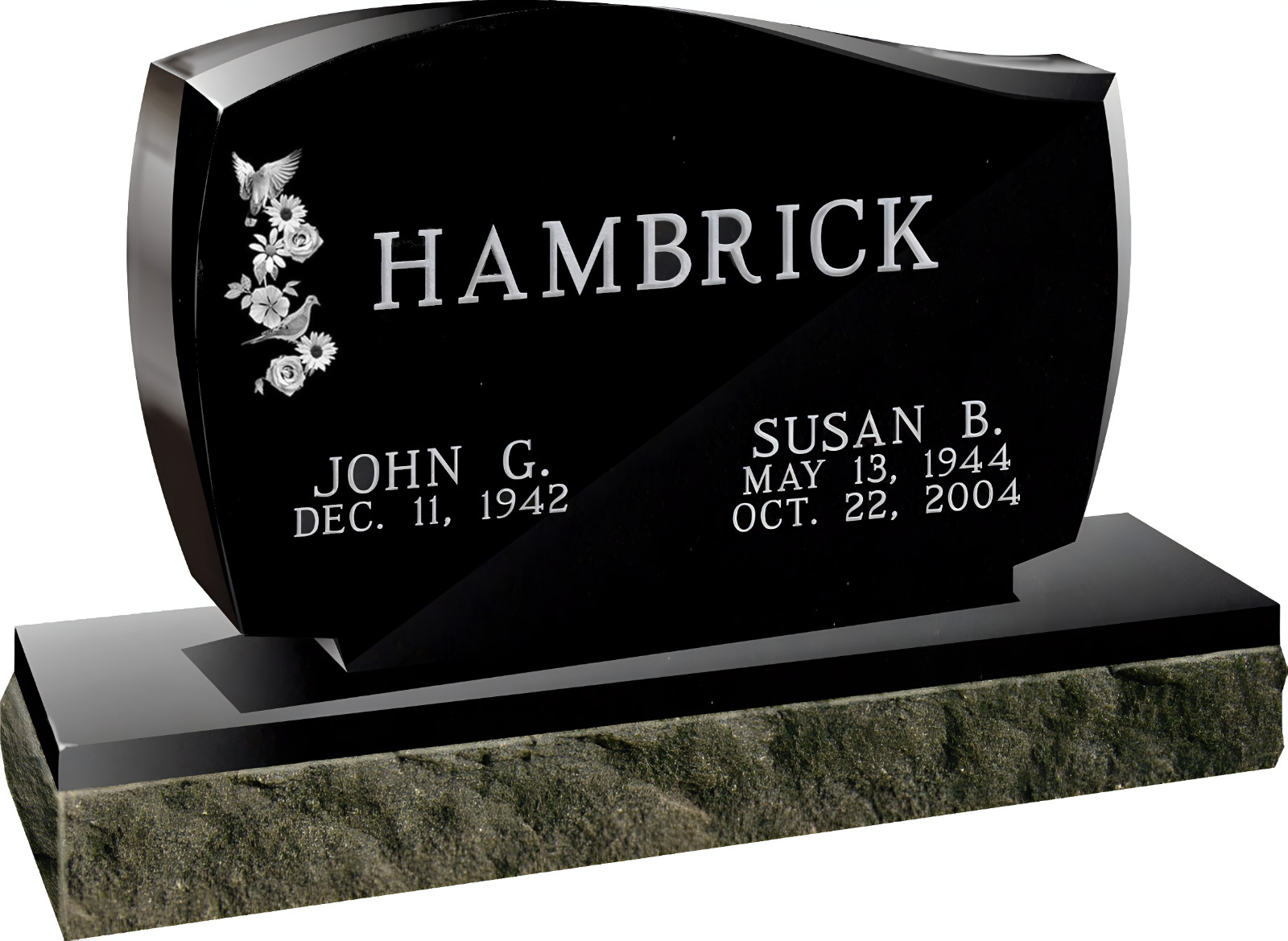 Cemetery headstone – connected hearts – includes engraving- companion 2 names