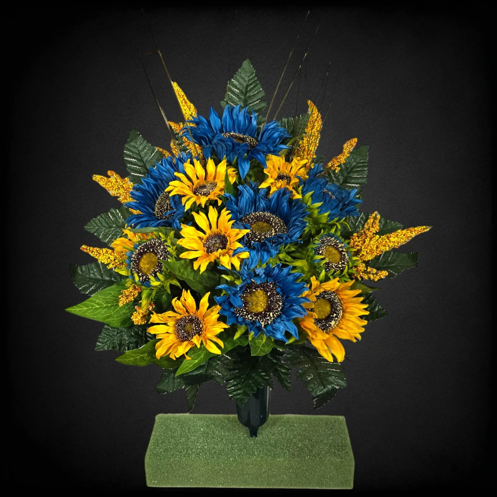 Blue & Yellow Sunflower Cemetery Cone