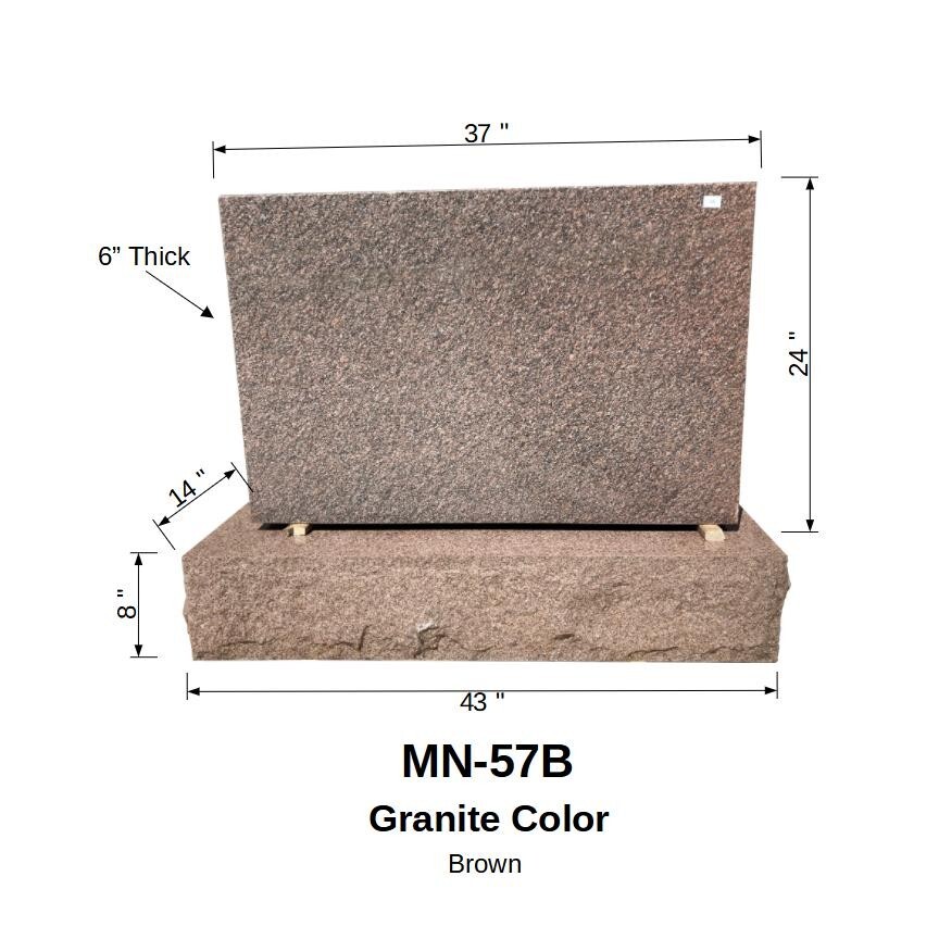 Dark Brown and Light Brown Rectangular Monument (37x24x6) Granite MN-57B