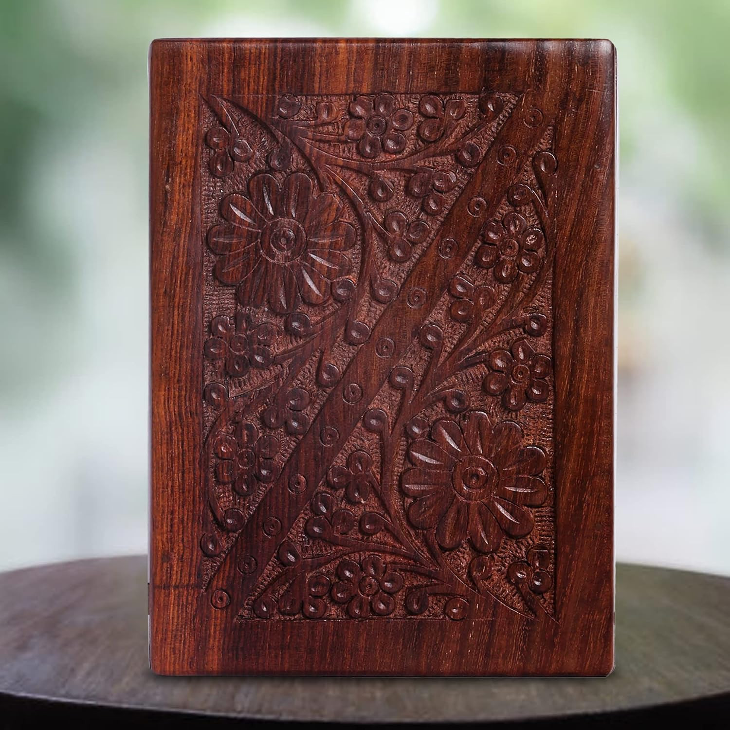Wooden Urn Box for Human Ashes, Cremation Funeral Urns Hand Carving Decorative U