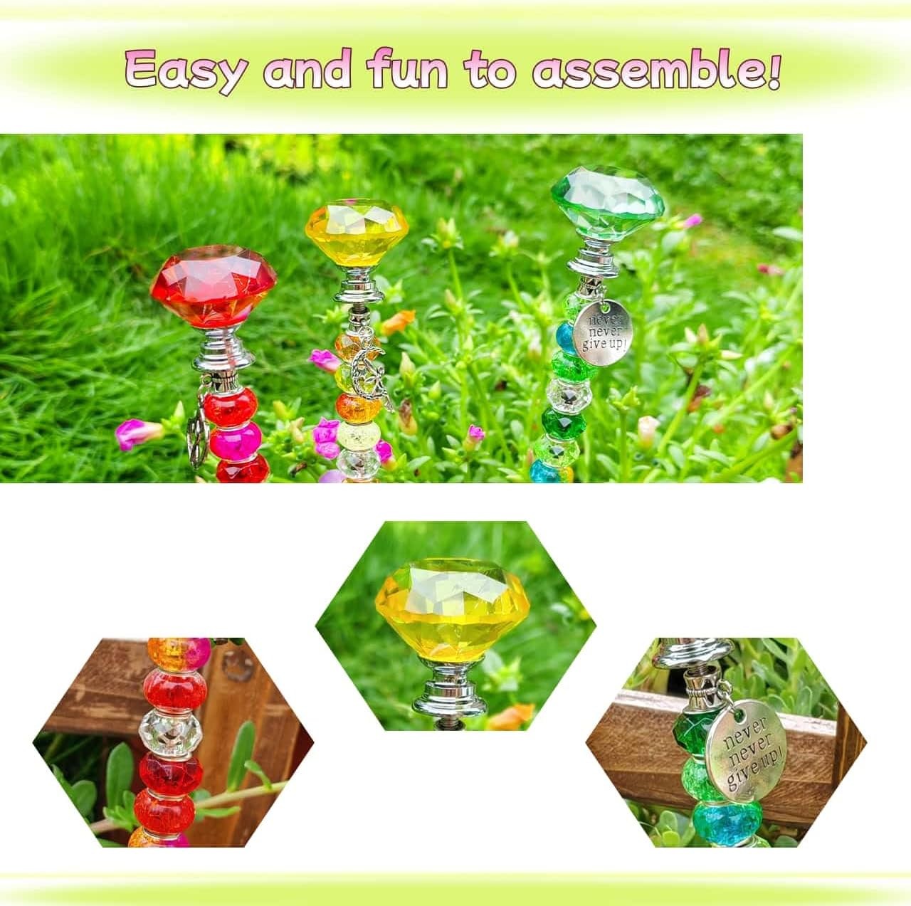 72Pcs Beaded Garden Stakes Kit DIY Fairy Wand Garden Stake Beads Kit Fairy