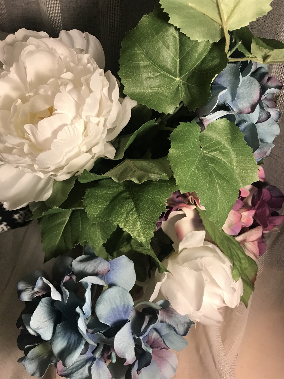 Faux Floral Remembrance Memorial Cemetery Bouquet Flowers NWT Blue White Purple
