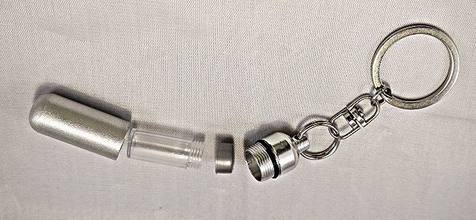 Brushed Silver Cremation Urn w/BUTTERFLY on Swivel Stainless Steel Keychain