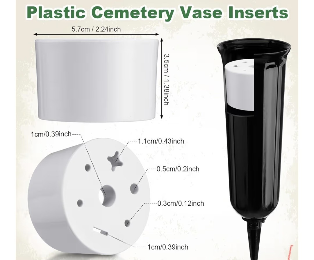6 Pcs Cemetery Grave Vase Inserts Plastic Flowers Holder Bracket with 7 Hole…