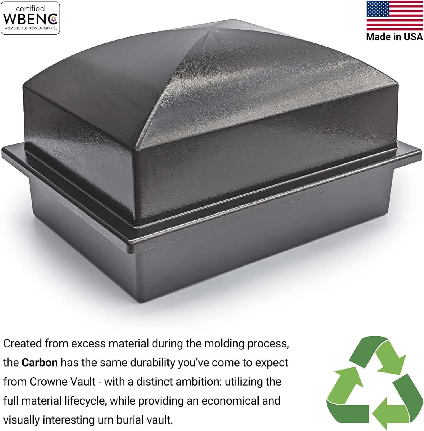 Durable ABS Urn Vault Regent Size Carbon Finish Watertight Cemetery Ready