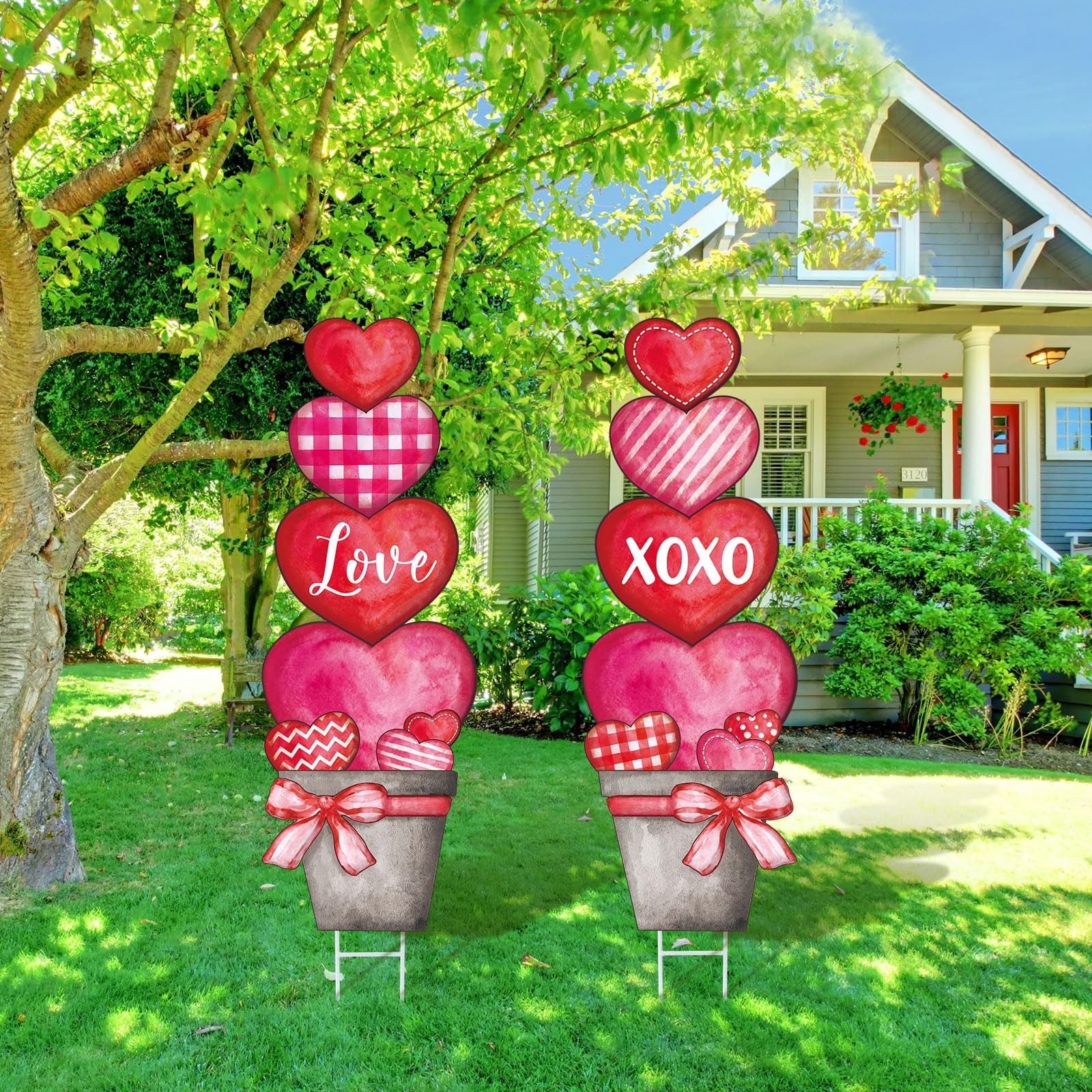 Valentine’s Outdoor Yard Signs Large Metal Heart Decor for Lawn & Garden