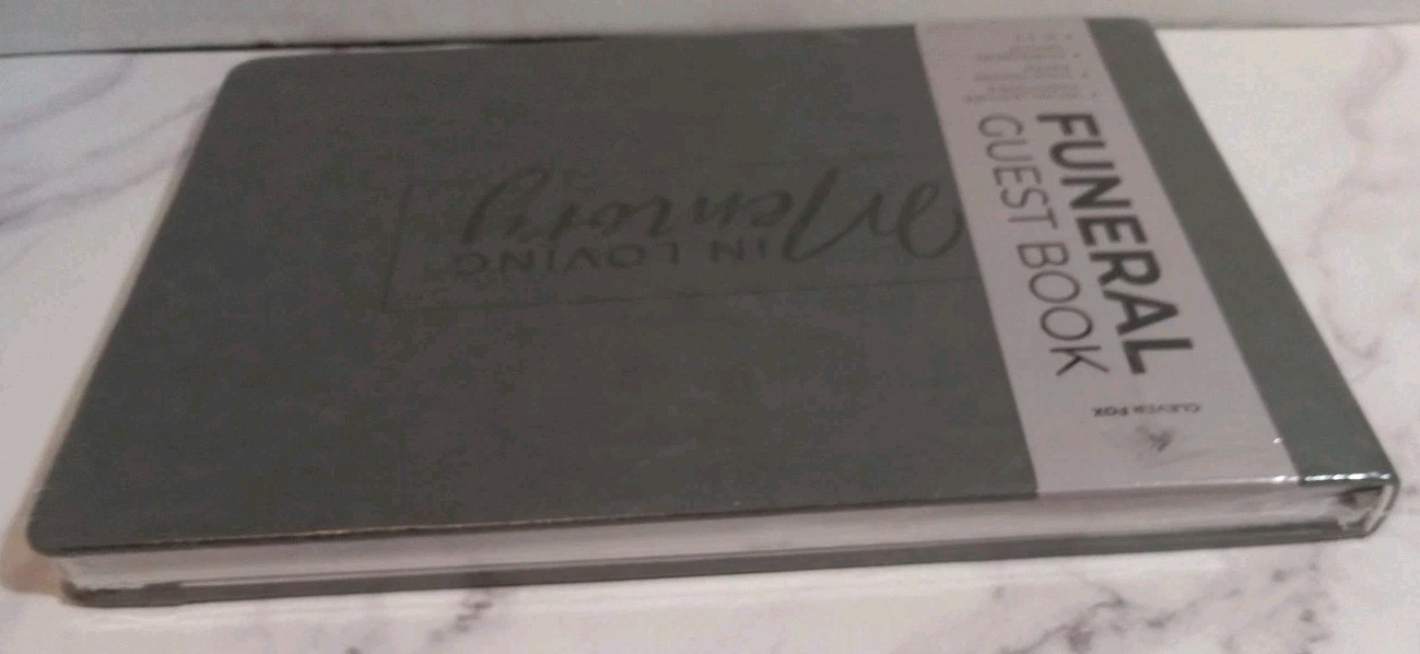 Clever Fox Funeral Guest Book In Loving Memory 10″×7″ Horizontal Layout Gray New